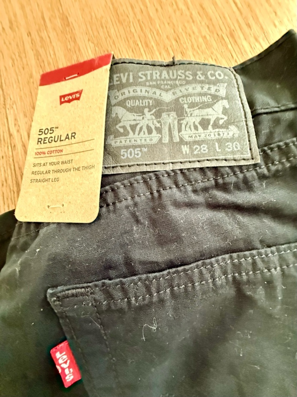 Levi's 505 Regular Black Straight Leg Jeans.